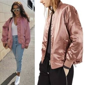 NWT Topshop Satin Bomber Pink